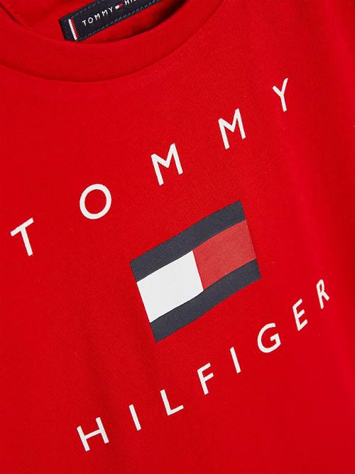 Tommy Hilfiger Organic Pamut Logo Póló Fiú Piros | TH081HBJ