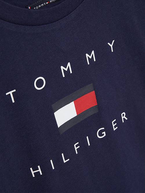 Tommy Hilfiger Organic Pamut Logo Póló Fiú Kék | TH348PBI