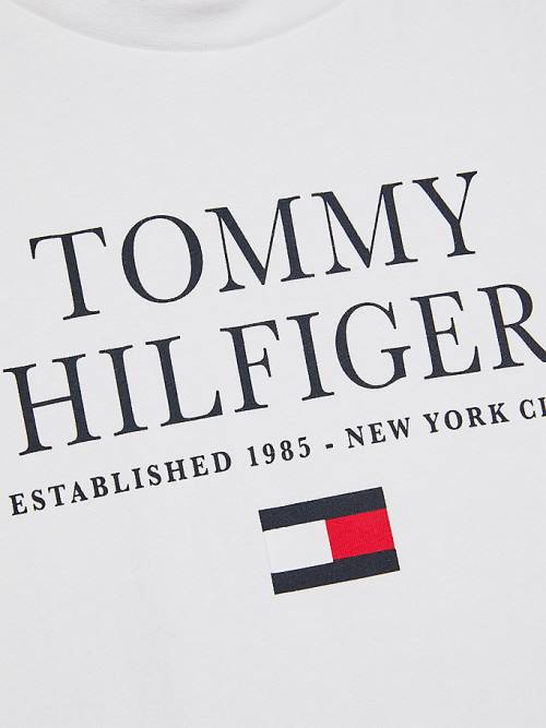 Tommy Hilfiger Organic Pamut Logo Póló Fiú Fehér | TH368HDJ