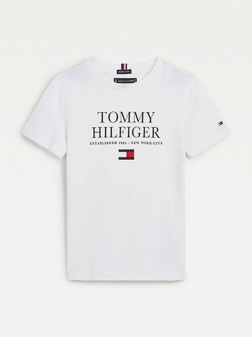 Tommy Hilfiger Organic Pamut Logo Póló Fiú Fehér | TH368HDJ