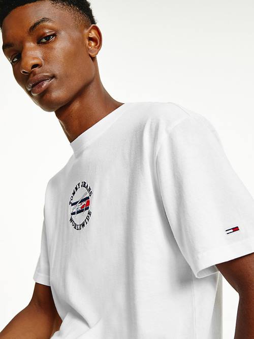 Tommy Hilfiger Organic Pamut Logo Póló Férfi Fehér | TH760ICF