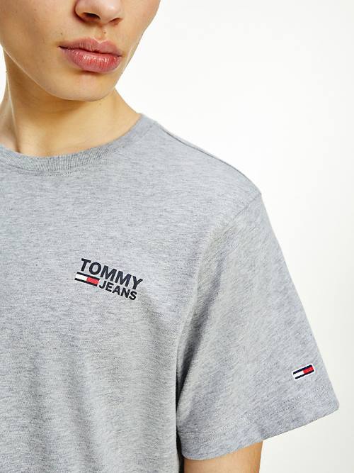 Tommy Hilfiger Organic Pamut Logo Póló Férfi Szürke | TH931FBV