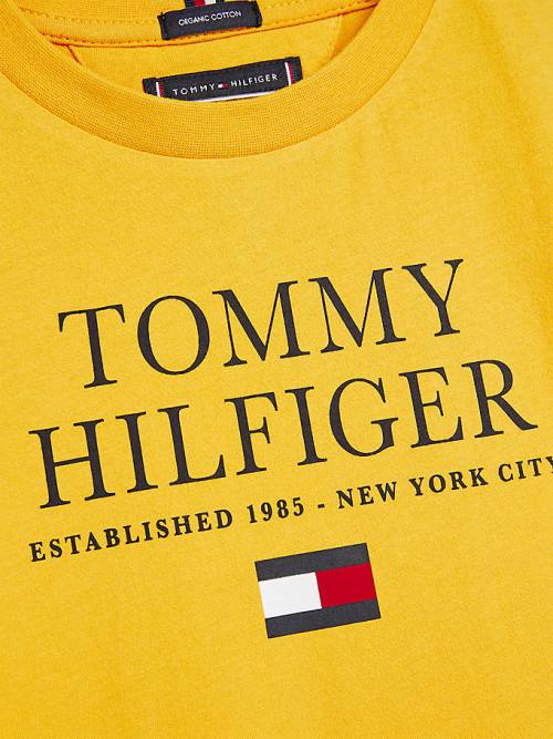 Tommy Hilfiger Organic Pamut Logo Póló Fiú Sárga | TH952NUO