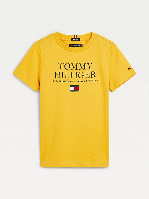 Tommy Hilfiger Organic Pamut Logo Póló Fiú Sárga | TH952NUO