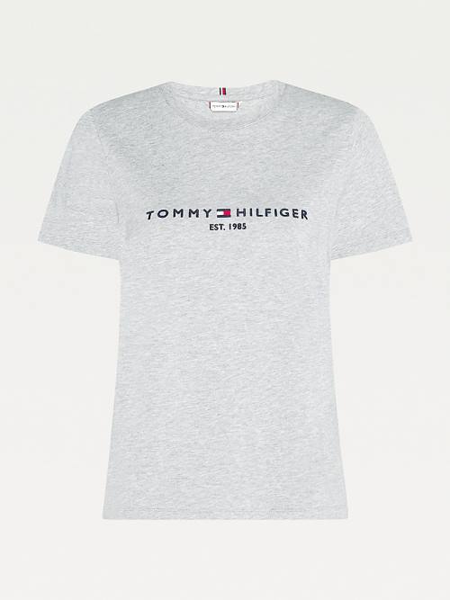 Tommy Hilfiger Organic Pamut Logo Póló Női Szürke | TH453GCA