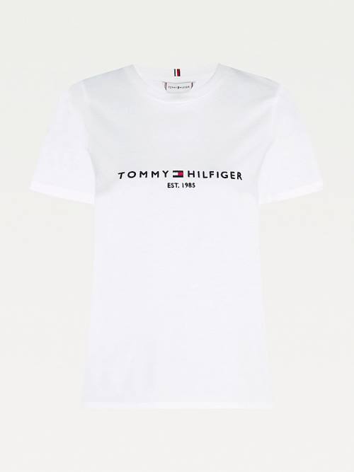 Tommy Hilfiger Organic Pamut Logo Póló Női Fehér | TH726HVW