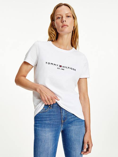 Tommy Hilfiger Organic Pamut Logo Póló Női Fehér | TH726HVW