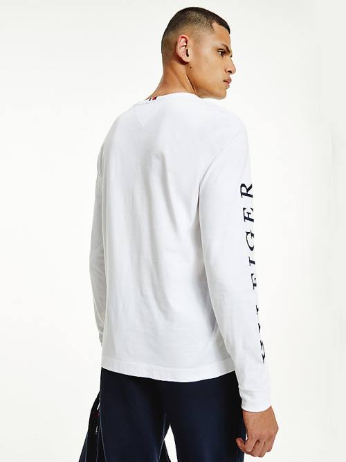 Tommy Hilfiger Organic Pamut Long Sleeve Póló Férfi Fehér | TH376REO