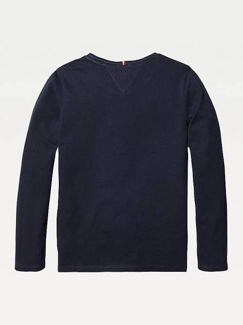 Tommy Hilfiger Organic Pamut Long Sleeve Top Póló Lány Kék | TH490DOU