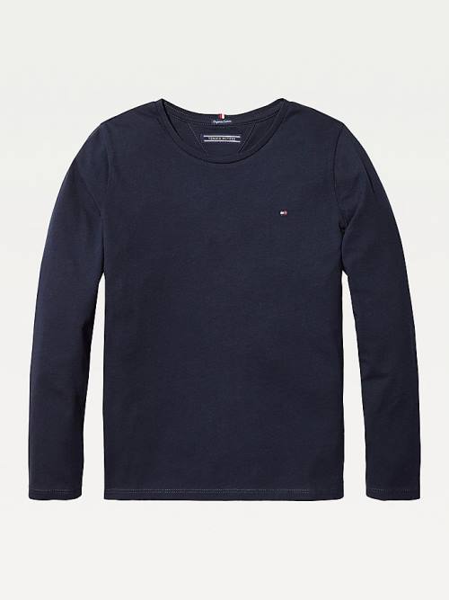 Tommy Hilfiger Organic Pamut Long Sleeve Top Póló Lány Kék | TH490DOU