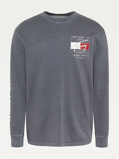 Tommy Hilfiger Organic Pamut Long Sleeve Póló Férfi Szürke | TH578KUA