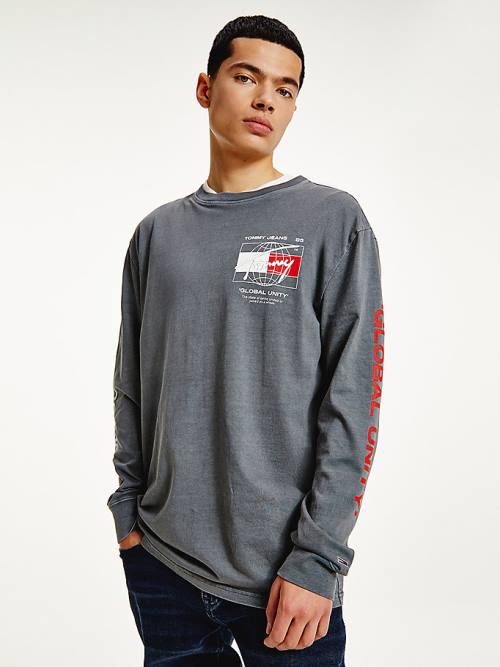 Tommy Hilfiger Organic Pamut Long Sleeve Póló Férfi Szürke | TH578KUA