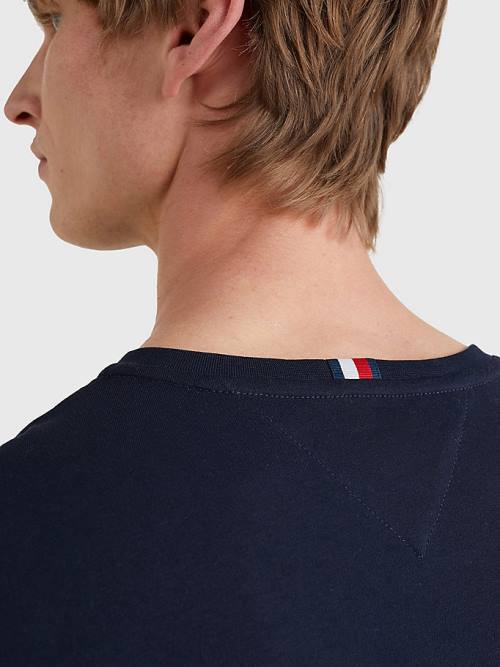 Tommy Hilfiger Organic Pamut Long Sleeve Póló Férfi Kék | TH610VRM