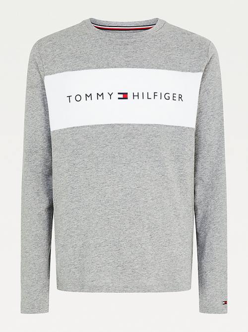 Tommy Hilfiger Organic Pamut Long Sleeve Pizsama Férfi Szürke | TH845GWN