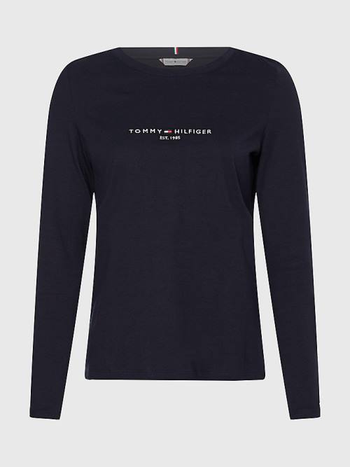 Tommy Hilfiger Organic Pamut Long Sleeve Póló Női Kék | TH923KDG