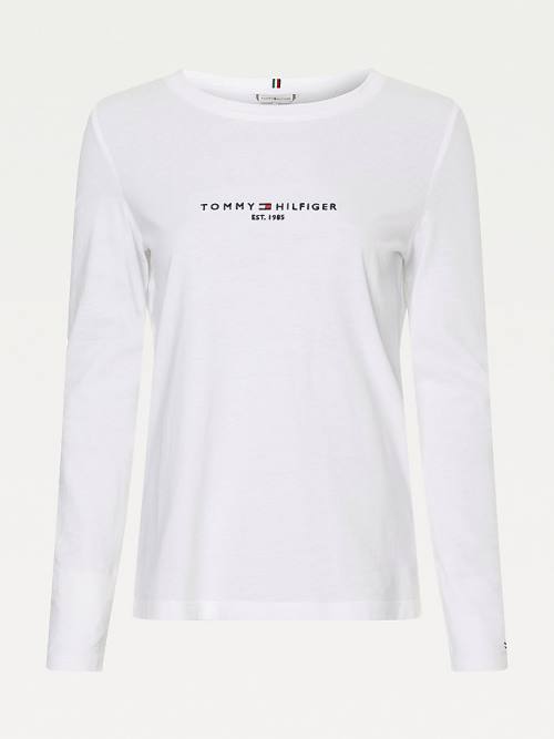 Tommy Hilfiger Organic Pamut Long Sleeve Póló Női Fehér | TH931KYT