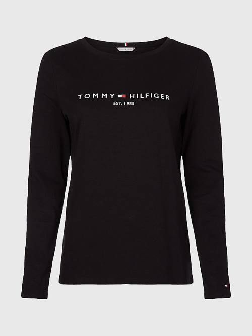 Tommy Hilfiger Organic Pamut Long Sleeve Póló Női Fekete | TH932CAK