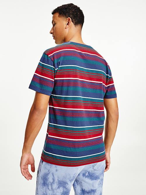 Tommy Hilfiger Organic Pamut Mixed Stripe Relaxed Póló Férfi Kék | TH897PDK