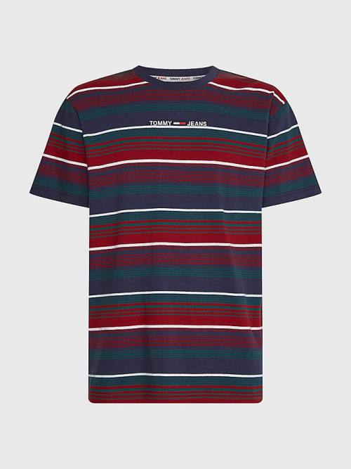 Tommy Hilfiger Organic Pamut Mixed Stripe Relaxed Póló Férfi Kék | TH897PDK