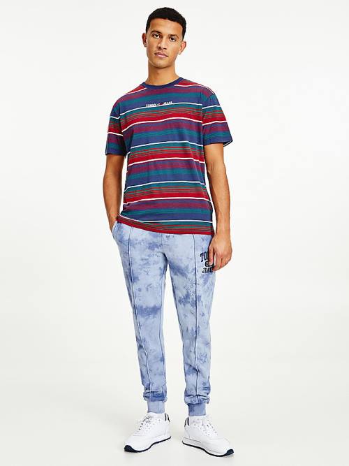 Tommy Hilfiger Organic Pamut Mixed Stripe Relaxed Póló Férfi Kék | TH897PDK