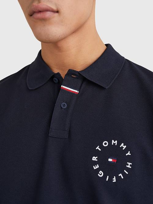 Tommy Hilfiger Organic Pamut Pique Regular Fit Póló Férfi Kék | TH675XGE