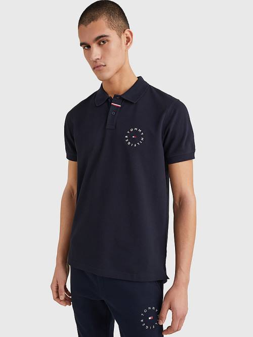 Tommy Hilfiger Organic Pamut Pique Regular Fit Póló Férfi Kék | TH675XGE