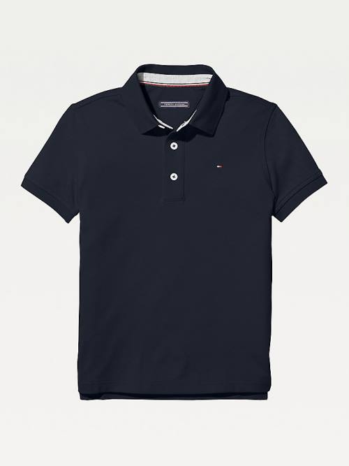 Tommy Hilfiger Organic Pamut Polo Shirt Póló Fiú Kék | TH197TOP