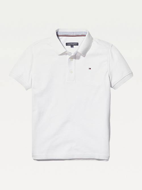 Tommy Hilfiger Organic Pamut Polo Shirt Póló Fiú Fehér | TH670DNQ