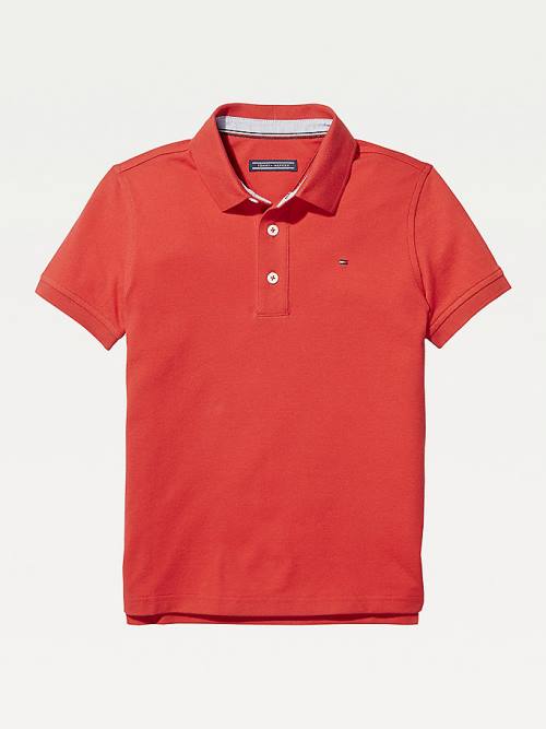 Tommy Hilfiger Organic Pamut Polo Shirt Póló Fiú Piros | TH793DHY