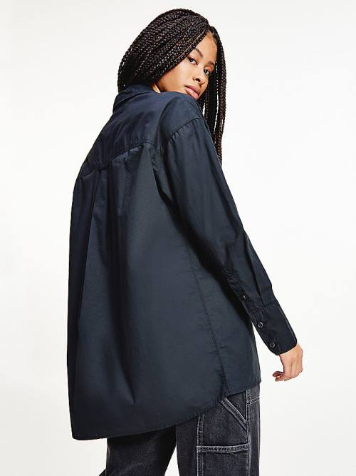 Tommy Hilfiger Organic Pamut Poplin Oversized Ingek Női Fekete | TH814JWY