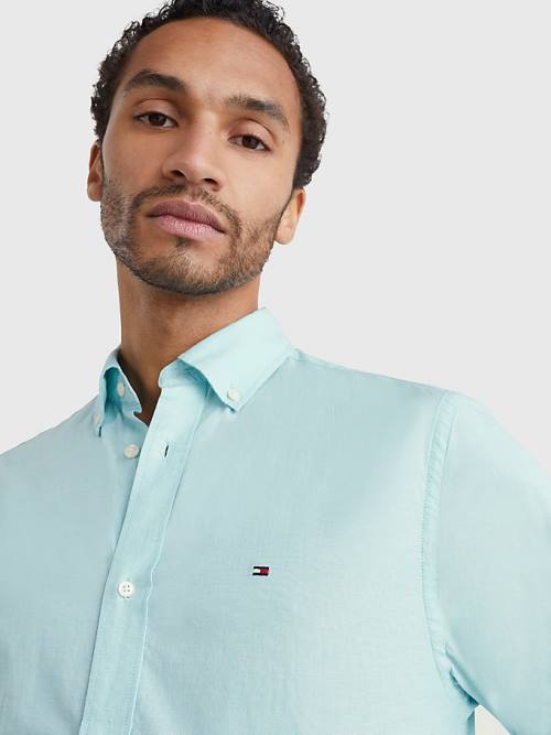 Tommy Hilfiger Organic Pamut Poplin Regular Fit Ingek Férfi Kék | TH139GDN