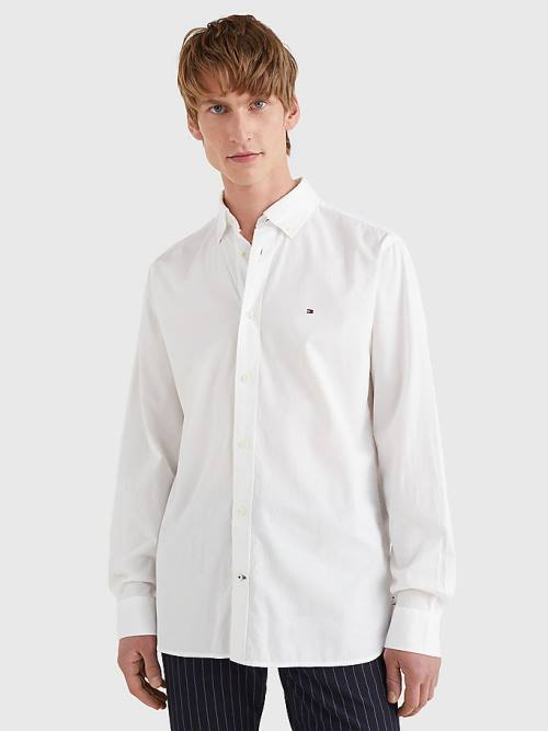 Tommy Hilfiger Organic Pamut Poplin Regular Fit Ingek Férfi Fehér | TH381TJD