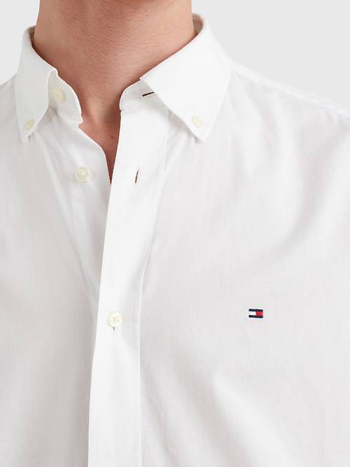 Tommy Hilfiger Organic Pamut Poplin Regular Fit Ingek Férfi Fehér | TH381TJD