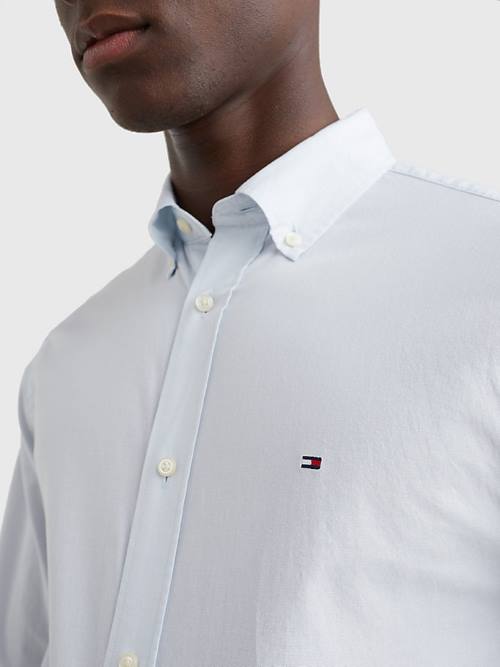 Tommy Hilfiger Organic Pamut Poplin Regular Fit Ingek Férfi Kék | TH482MDO