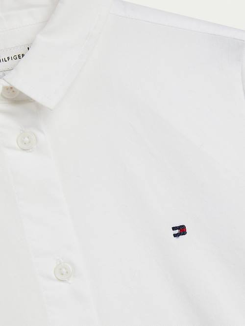 Tommy Hilfiger Organic Pamut Poplin Shirt Póló Lány Fehér | TH068SVB