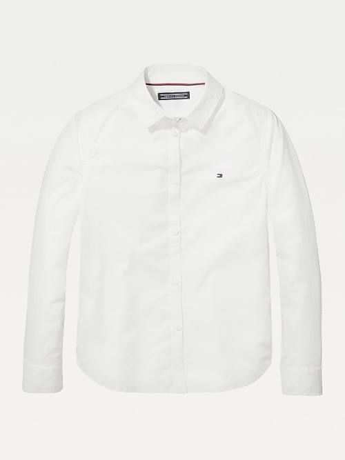 Tommy Hilfiger Organic Pamut Poplin Shirt Póló Lány Fehér | TH964HLU