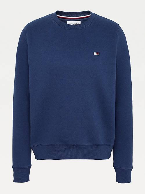 Tommy Hilfiger Organic Pamut Regular Fit Fleece Pulóver Női Kék | TH235SUY