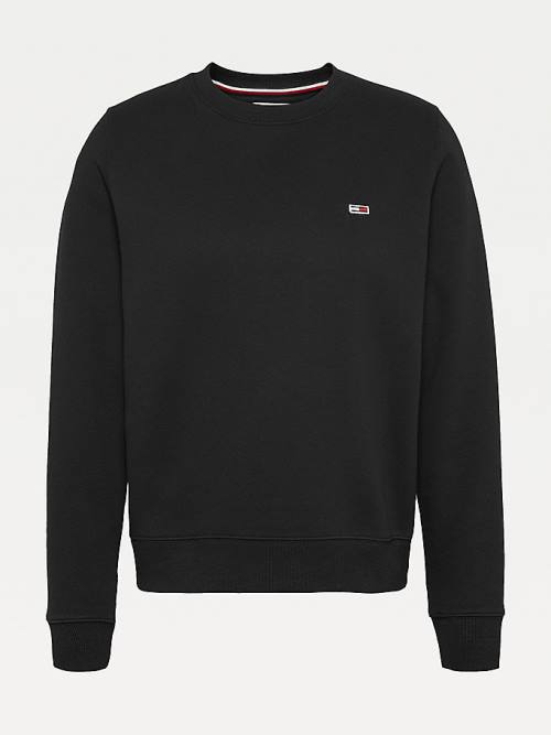 Tommy Hilfiger Organic Pamut Regular Fit Fleece Pulóver Női Fekete | TH376ZJH