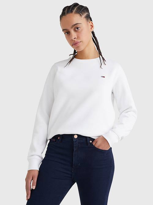 Tommy Hilfiger Organic Pamut Regular Fit Fleece Pulóver Női Fehér | TH607KEW