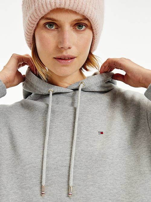 Tommy Hilfiger Organic Pamut Regular Fit Kapucnis Pulóver Női Szürke | TH819FIT