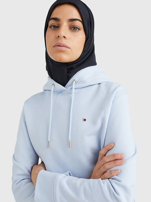 Tommy Hilfiger Organic Pamut Regular Fit Kapucnis Pulóver Női Kék | TH876WML