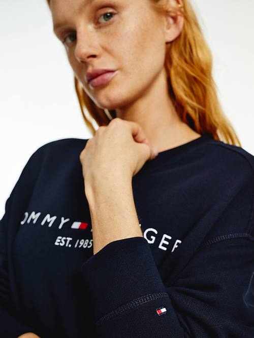 Tommy Hilfiger Organic Pamut Relaxed Fit Sweatshirt Ruha Női Kék | TH486WVA