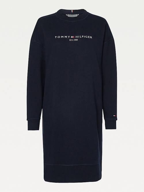 Tommy Hilfiger Organic Pamut Relaxed Fit Sweatshirt Ruha Női Kék | TH486WVA