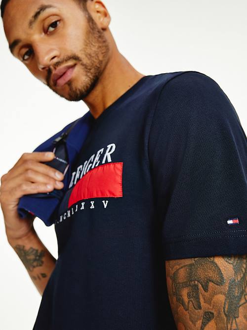 Tommy Hilfiger Organic Pamut Relaxed Fit Póló Férfi Kék | TH641NOD