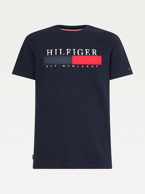 Tommy Hilfiger Organic Pamut Relaxed Fit Póló Férfi Kék | TH641NOD