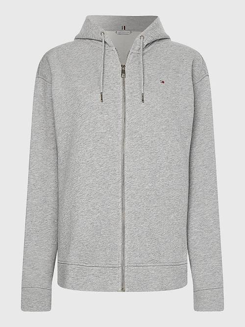 Tommy Hilfiger Organic Pamut Relaxed Fit Zip-Thru Kapucnis Pulóver Női Szürke | TH963KGI