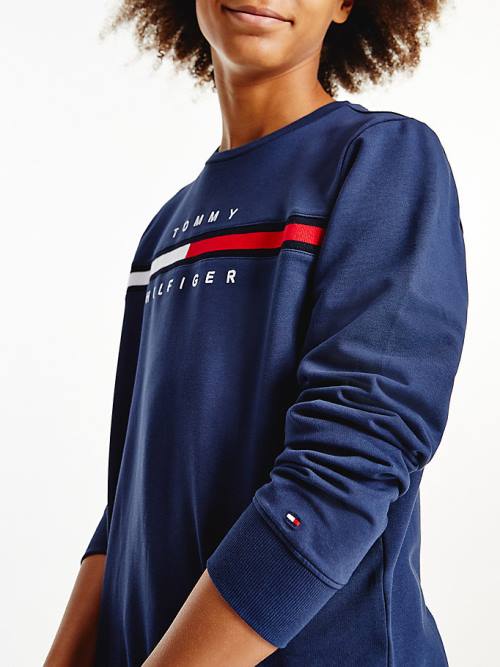 Tommy Hilfiger Organic Pamut Rib Knit Panel Pulóver Fiú Kék | TH806QDP