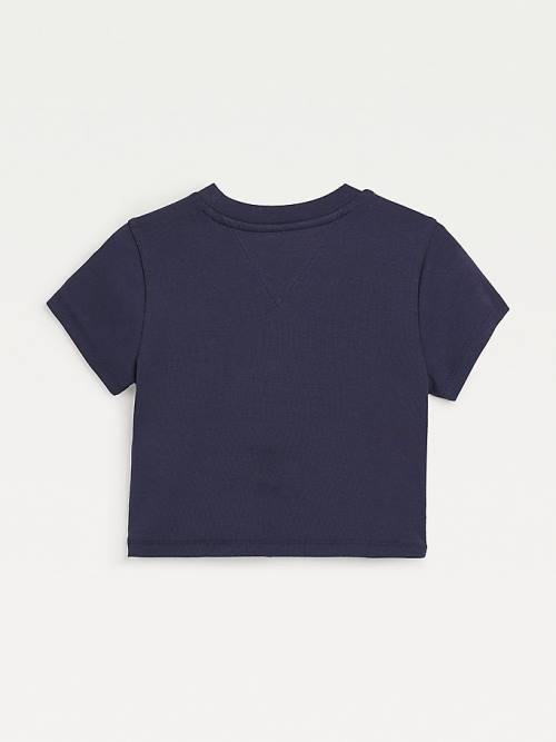 Tommy Hilfiger Organic Pamut Ribbed Crop Póló Lány Kék | TH753FGY