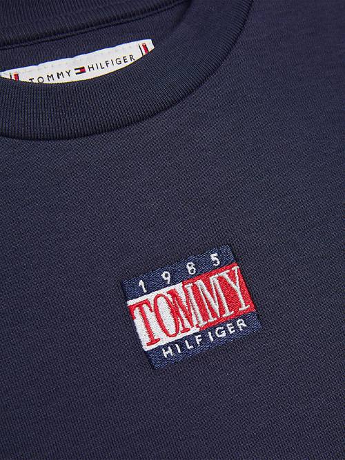 Tommy Hilfiger Organic Pamut Ribbed Crop Póló Lány Kék | TH753FGY