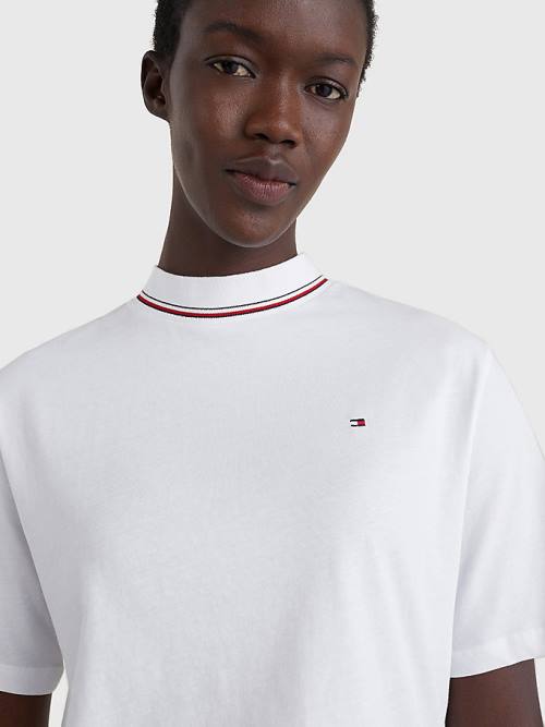 Tommy Hilfiger Organic Pamut Signature Relaxed Fit Póló Női Fehér | TH753BHG